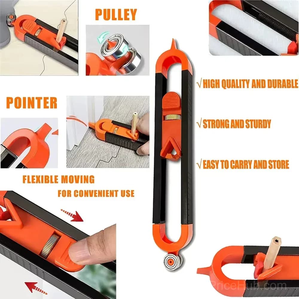 Contour Gauge Scribe Tool with Lock and Pencil - View 2