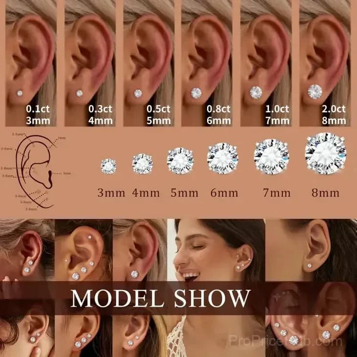 Classic Hypoallergenic Stud Earrings Set - Lightweight - View 3