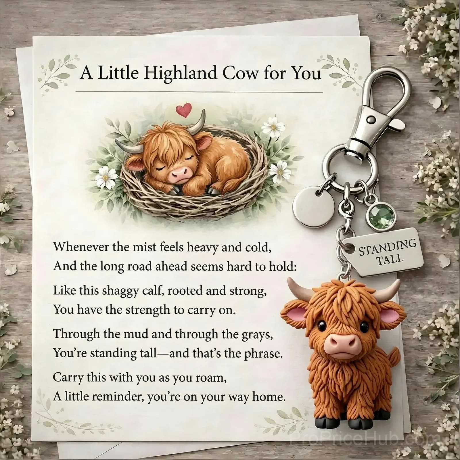 Highland Cow Keychain Charm – Small Daily Reminder - Alt