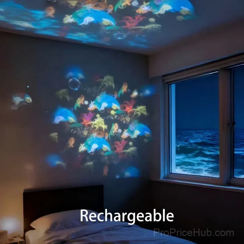 Dynamic Rotating Ocean LED Light Projector, Rechargeable - View 1