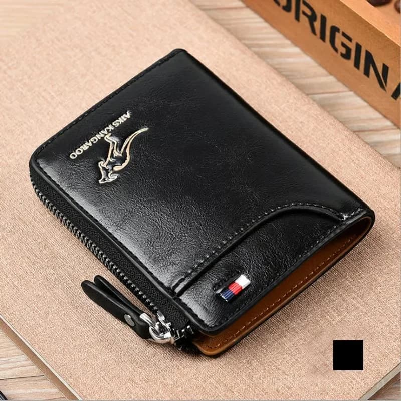 Men's RFID Blocking Zipper Wallet Purse, Khaki - View 14