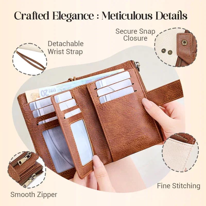 Women's Retro RFID Blocking Tri-Fold Wallet - View 7