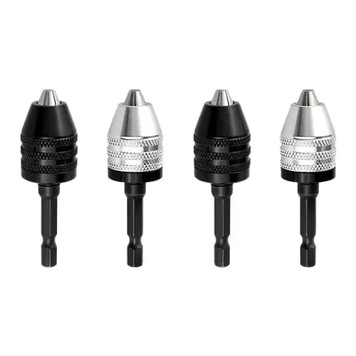3-Jaw Drill Chuck Adapter Set, Silver and Black - Alt