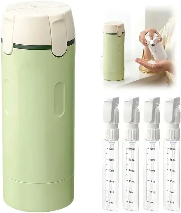 4-in-1 Refillable Travel Toiletry Dispenser, Green, No Bag - Main