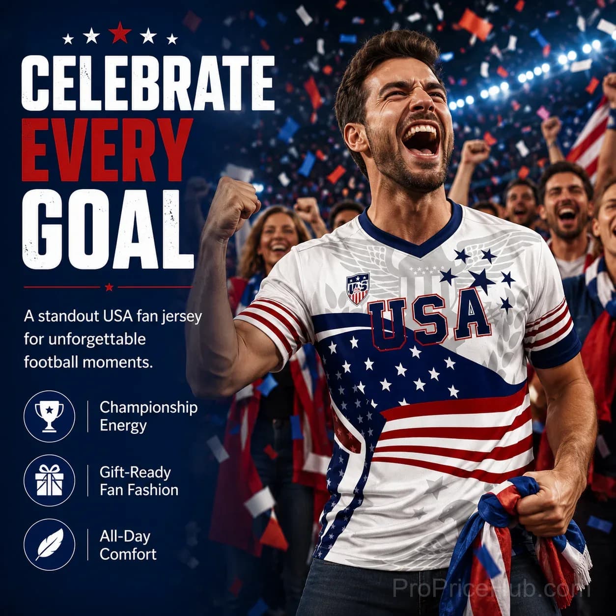 V-Neck USA Bald Eagle Graphic Soccer Jersey - View 2