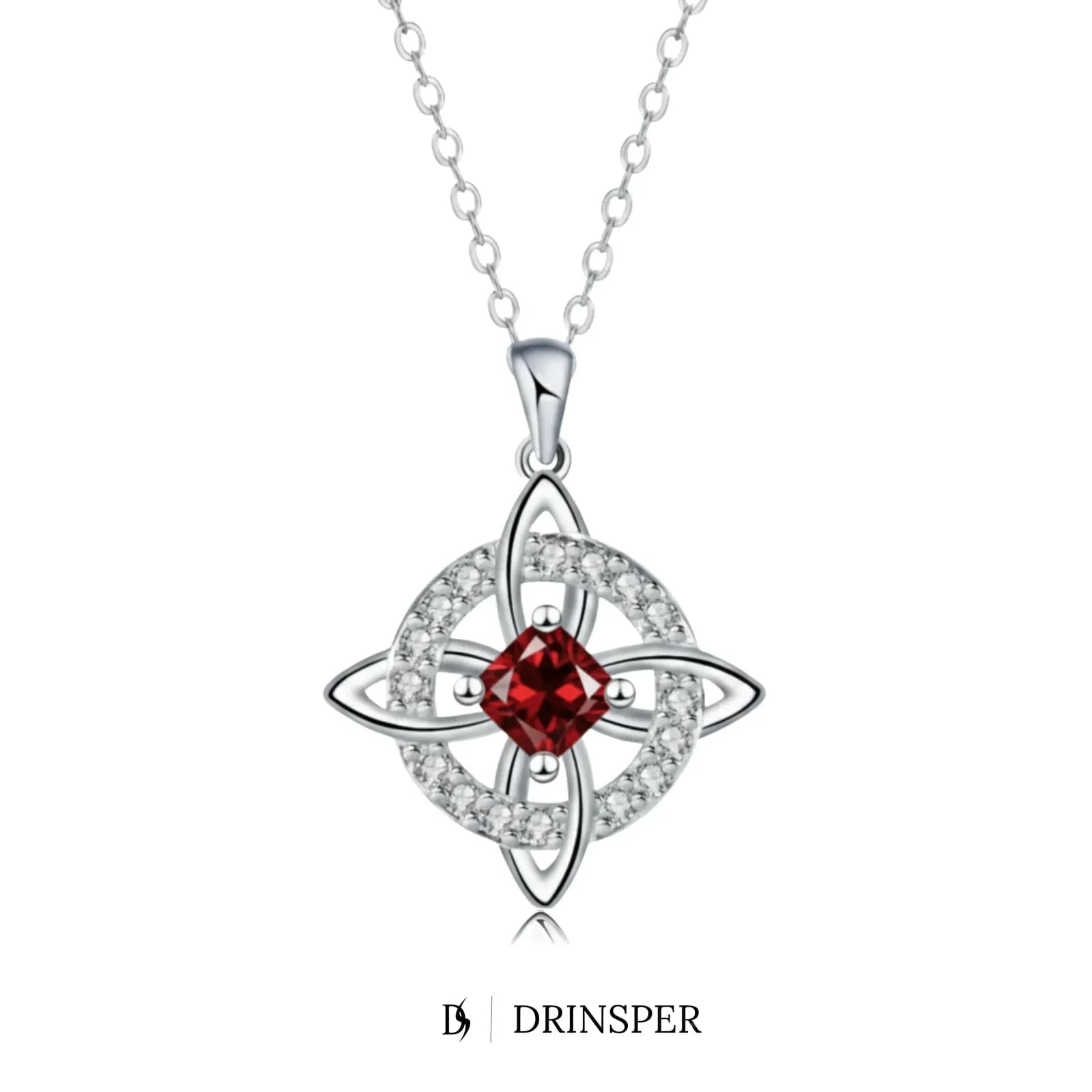 Natural Crystal Witches Knot Necklace – Birthstone Pendant Jewelry - Main