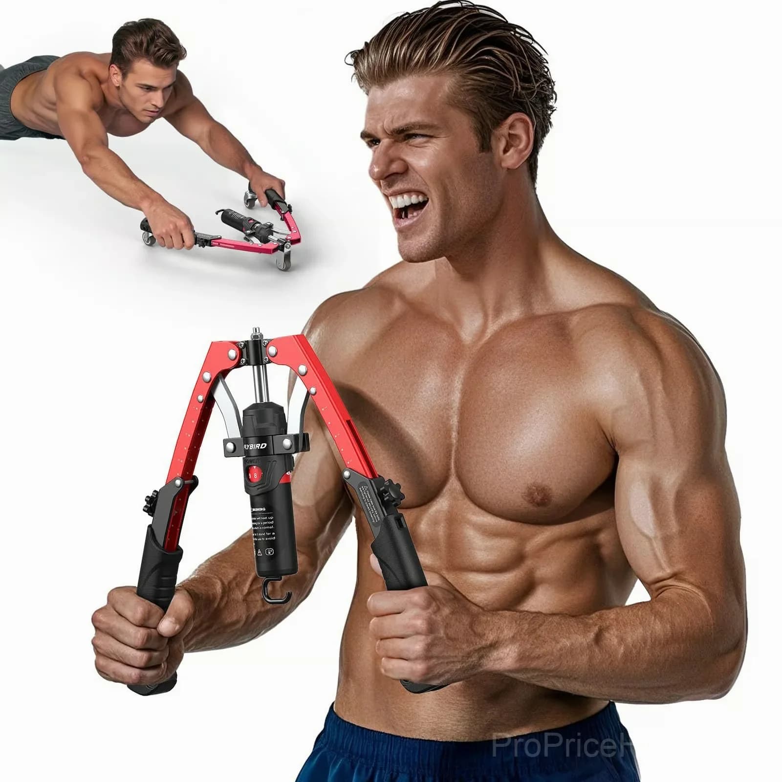 Adjustable Hydraulic Arm Strength Trainer with LED Counter & Wheels - Main