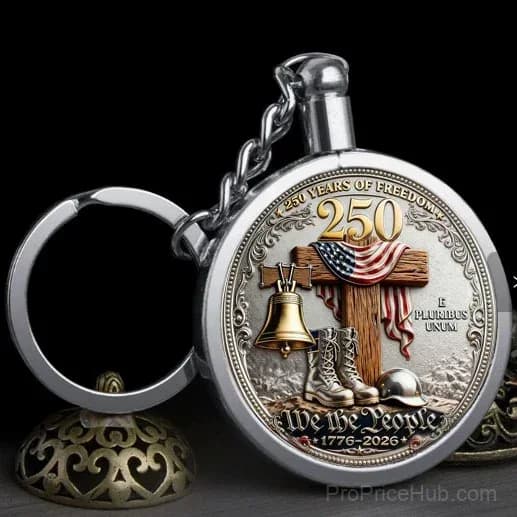 250 Years of Freedom Veteran Tribute Coin Keychain - Alt