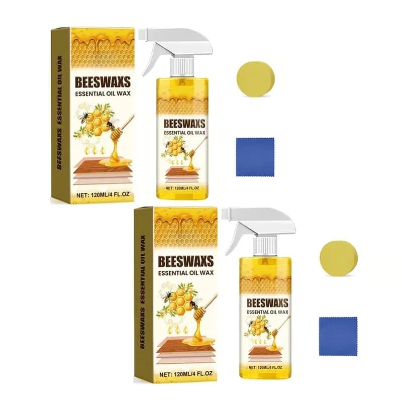 Beeswax Floor Polish Spray Set, 120ml with Sponge and Towel - View 3
