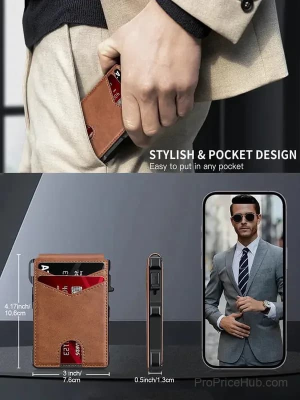 Men's RFID Blocking Wallet with Pop-Up Aluminum Case and Money Clip - View 7