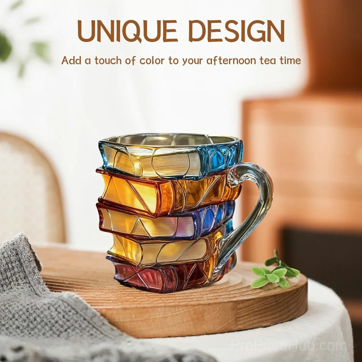 3D Painted Book Glass Coffee Mug for Readers, Option A - View 3