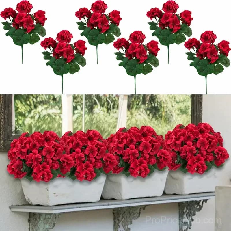 UV Resistant Artificial Geranium Flowers Bundle for Outdoor Patio Decor - View 4