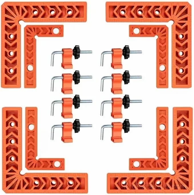 90 Degree Corner Clamp & Positioning Square Set - 3" & 4" x 8 Right Angle Clamps, ABS Plastic L-Shaped Tool - View 1