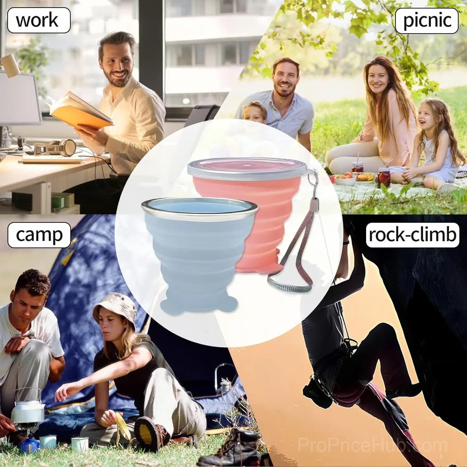 270ml Foldable Silicone Travel Cup, Anti-Scald Mug, Pink - View 11