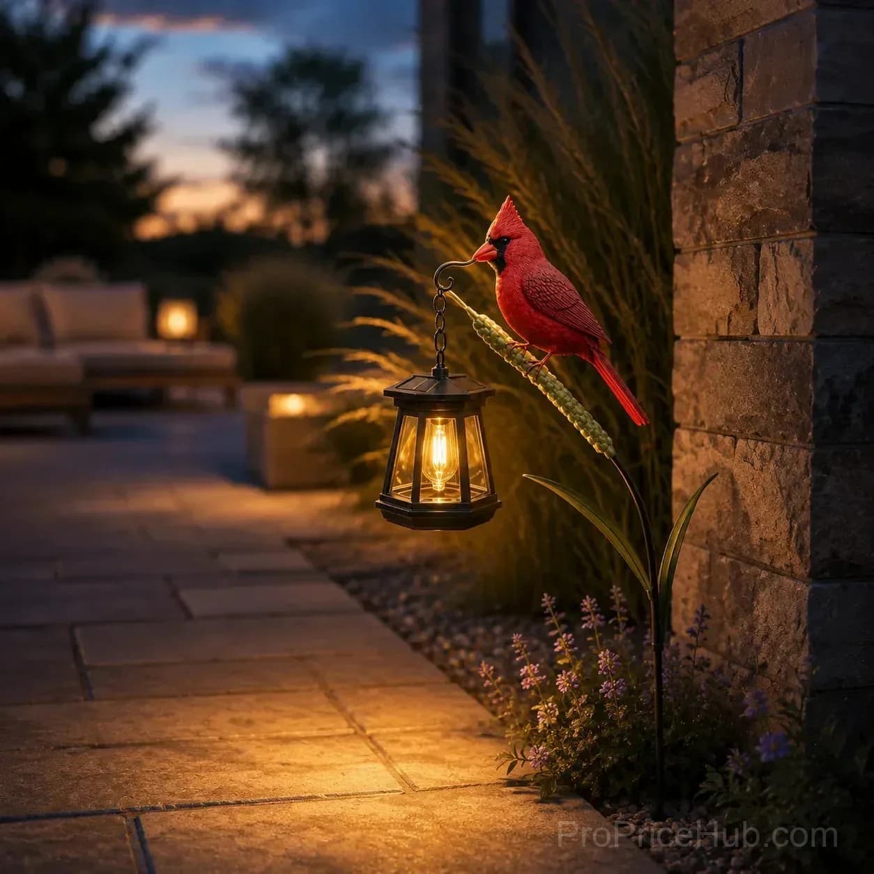 Metal Redbird Solar Garden Stake - Outdoor - View 1
