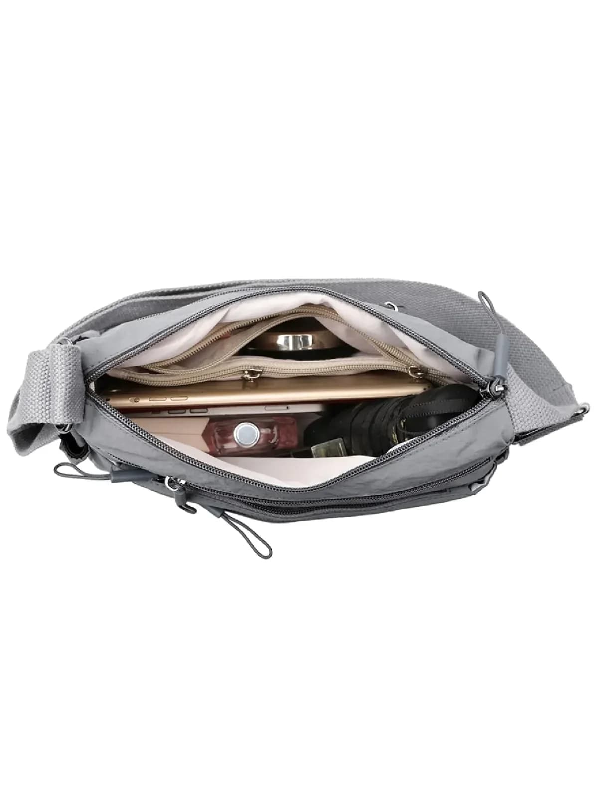 Women’s Black Multi-Pocket Zipper Crossbody Bag - View 9