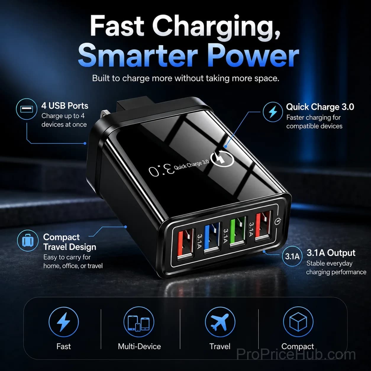 The Charger Big Tech Hates⚡4-Port Quick Charge 3.0 + AI Performance Boost - View 2