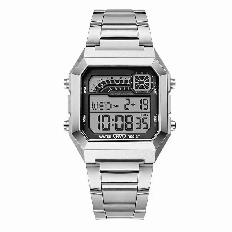 Unisex Gold Digital Watch with Square Luminous Display - View 9