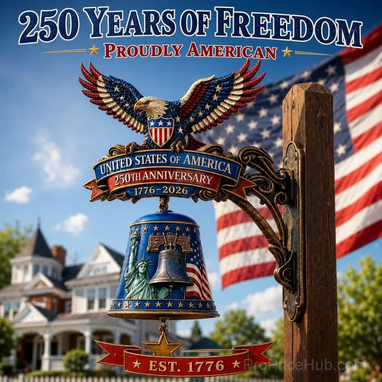 USA 250th Anniversary Patriotic Wall Bell - View 2