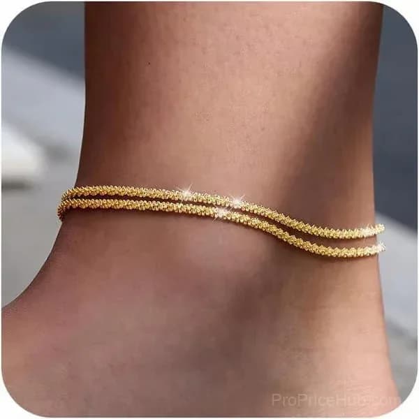 Minimalist Layered Shiny Anklet for Women - View 6