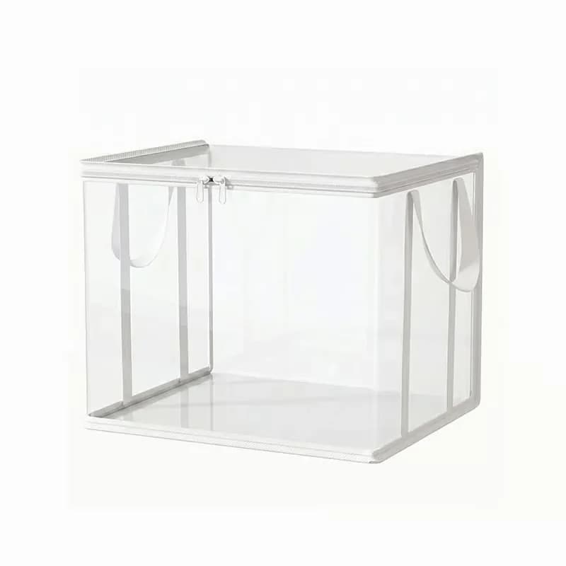 Large Clear Thick Plastic Storage Box with Black Hinged Lid - Alt