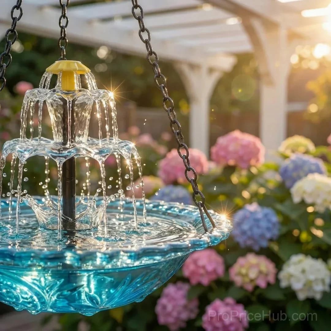 Solar Cascade Hanging Bird Bath Fountain - View 2