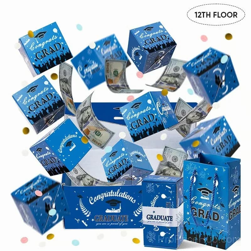 Blue 12-Layer Graduation Pop-Up Gift Box - Main