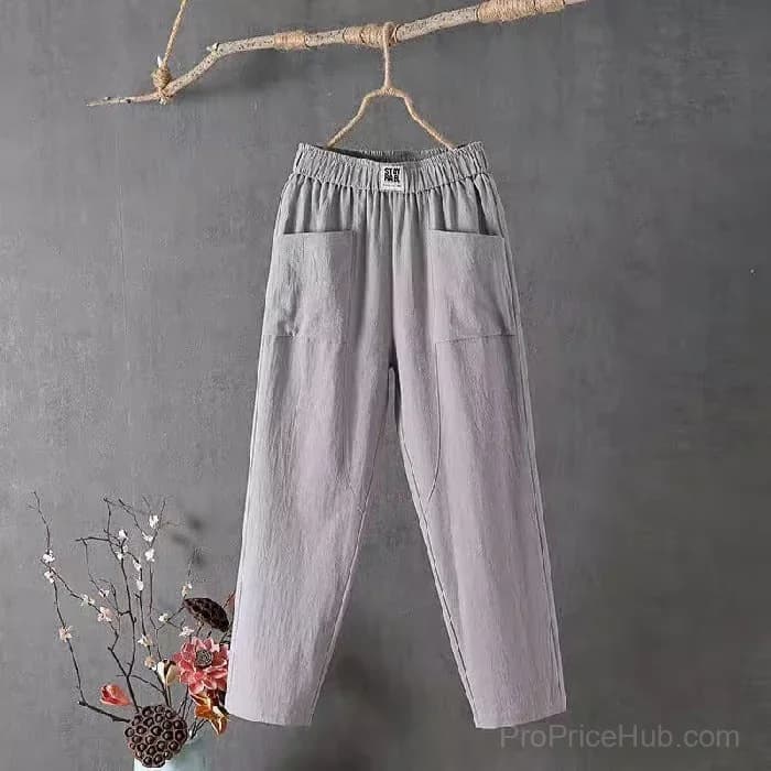 Women's Loose Fit Pants, White, Size S - View 15