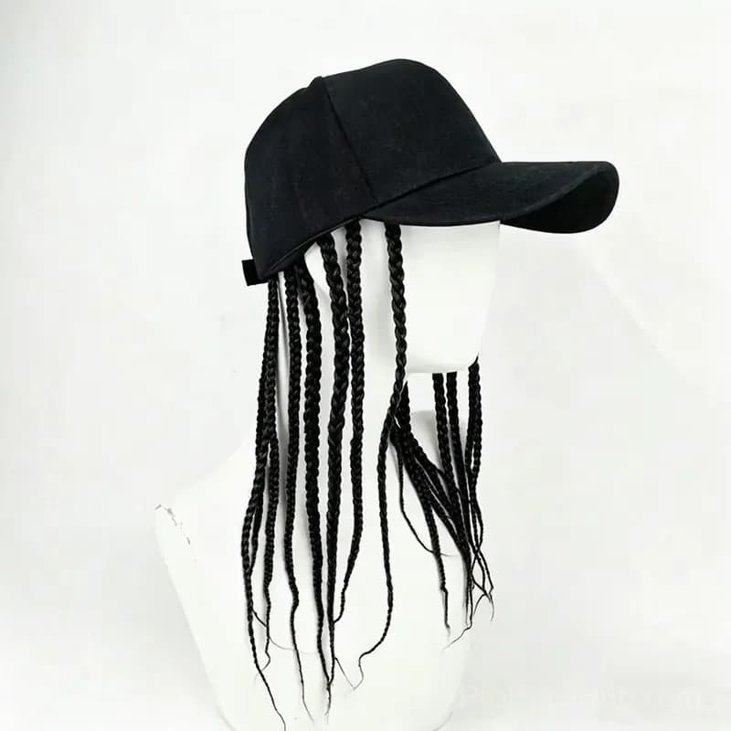 Braided Wig Baseball Cap – Snapback Hat with Attached Dreadlock Braids - View 1