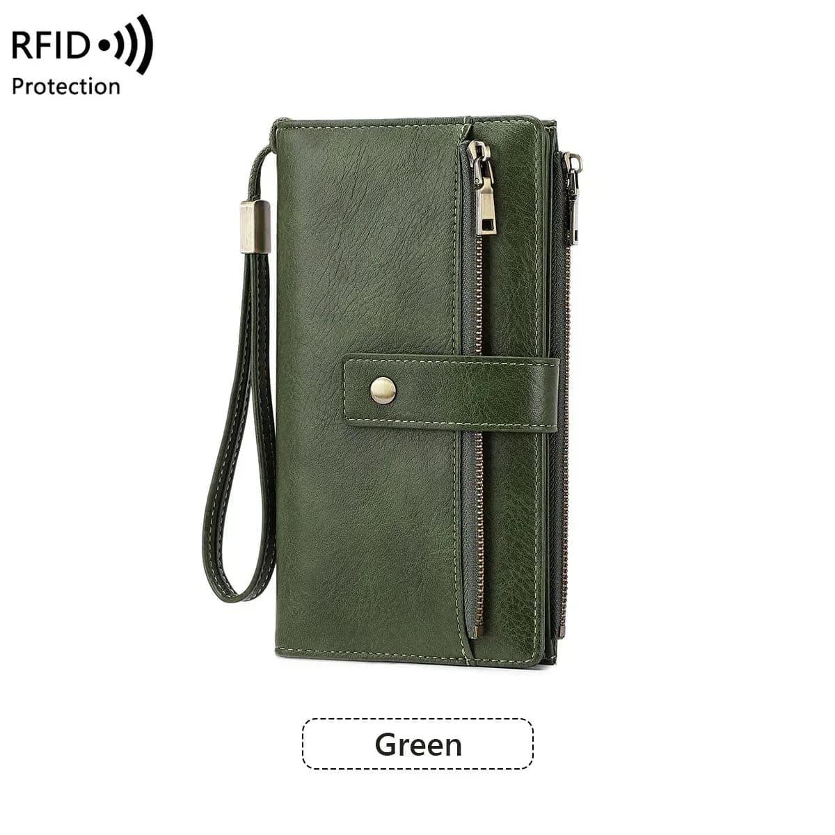 Women's RFID Blocking Leather Long Wallet Clutch - Black - View 19