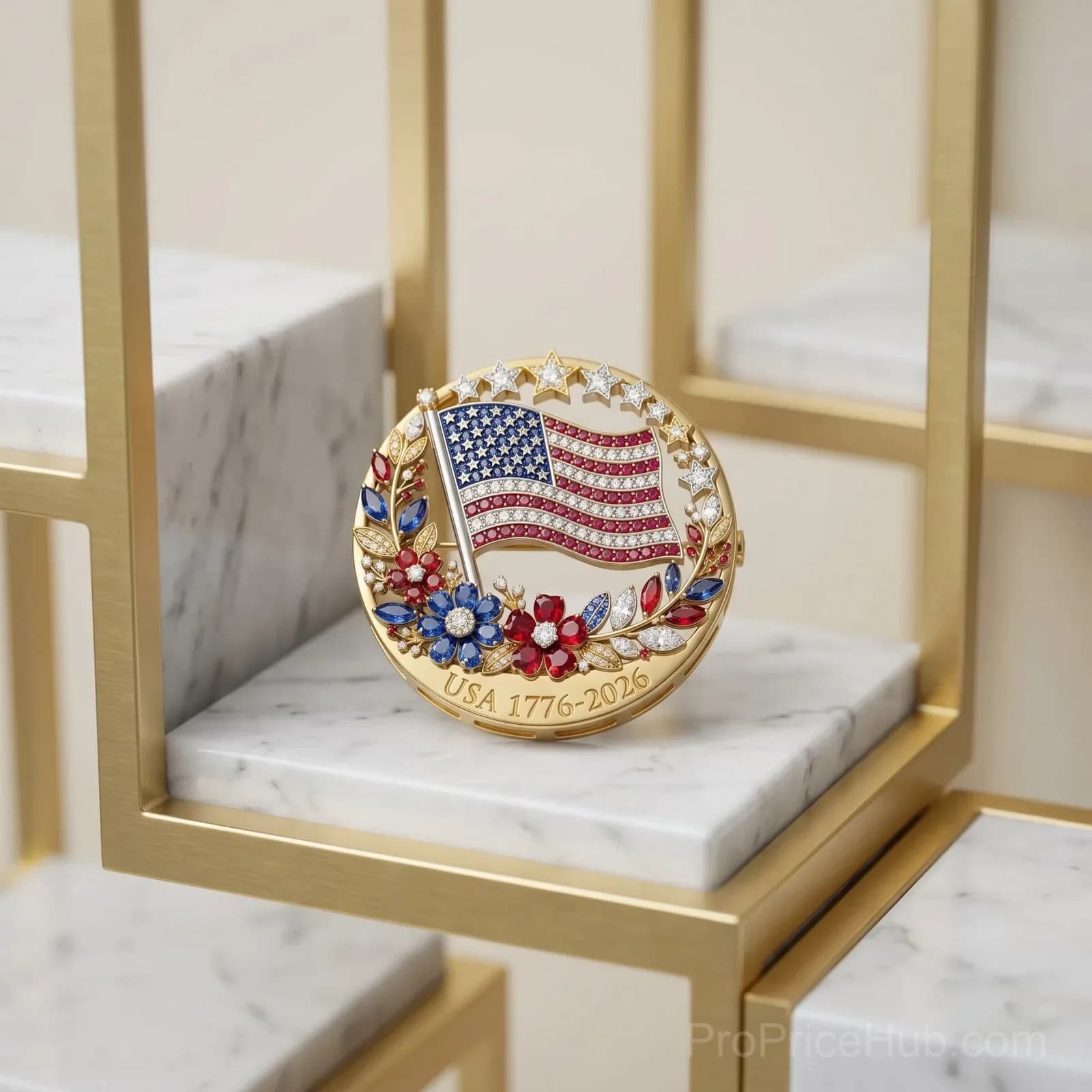 250th Anniversary USA Enamel Brooch Pin - View 4