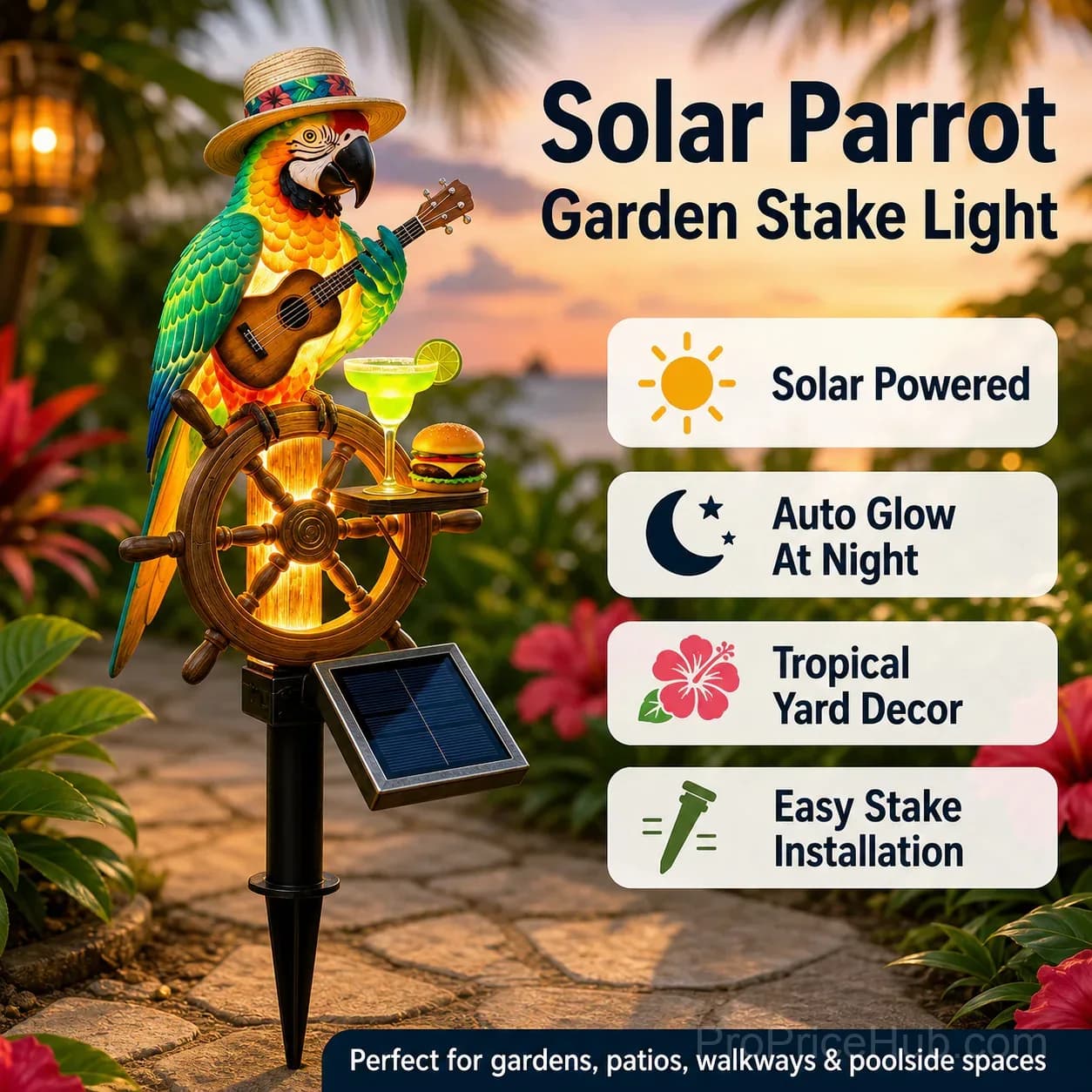Solar Powered Parrot Garden Light - View 2