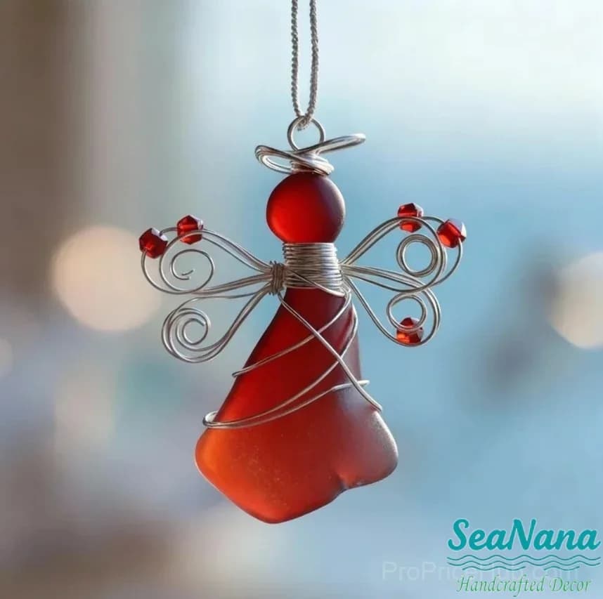 Handmade Sea Glass Angel Ornament - View 7