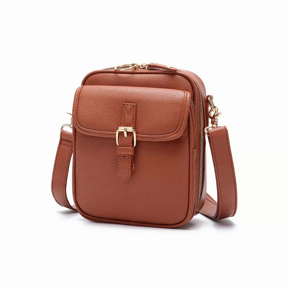 Brown Leather Crossbody Bag - View 6