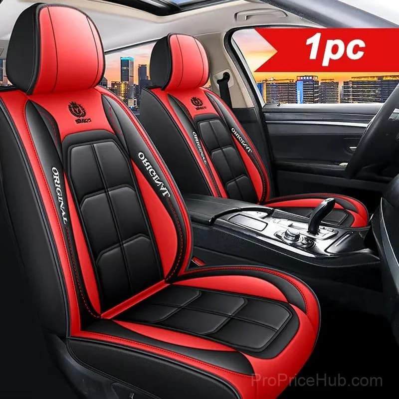 PU Leather Front Car Seat Covers, Universal Fit, Red - View 1