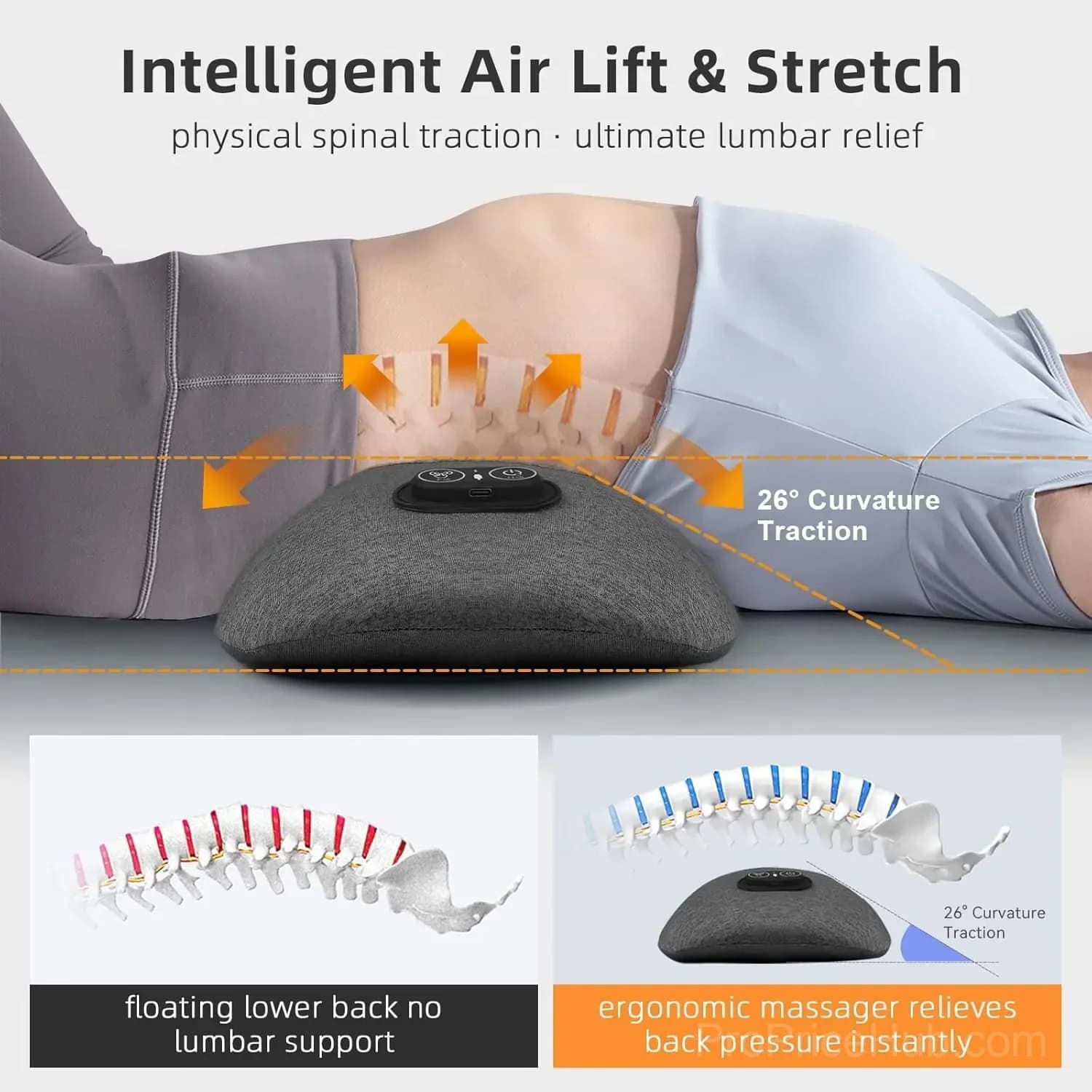 Heated Lumbar Support Pillow with Electric Massage - View 3