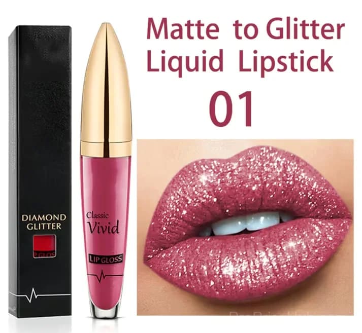 Diamond Lip Gloss Matte to Glitter Liquid Lipstick Waterproof 01 - View 1