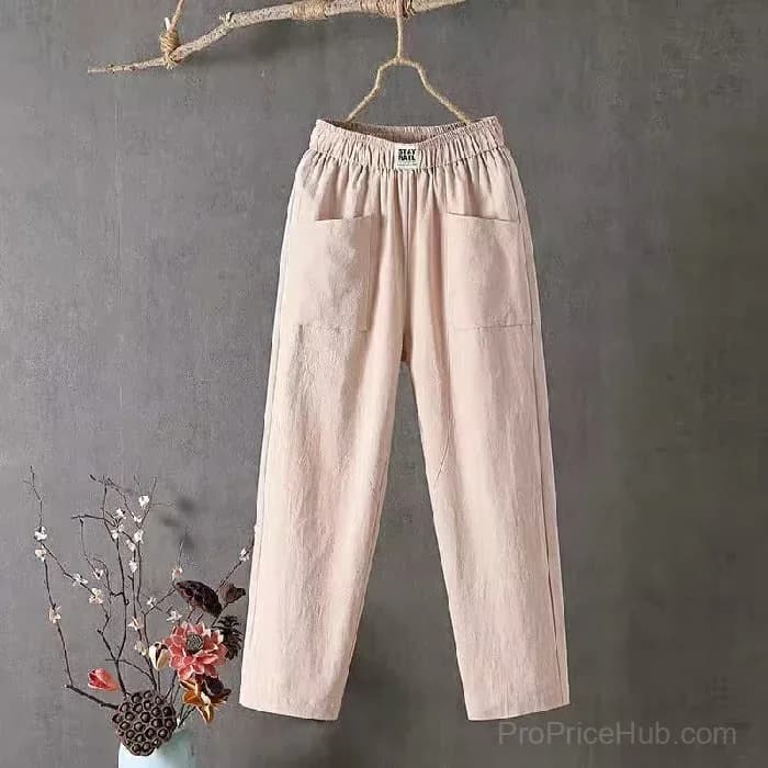 Women's Loose Fit Pants, White, Size S - View 12