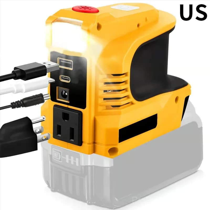 Compact DC to AC Power Inverter for Cars & Motorhomes, 110V Yellow - View 1