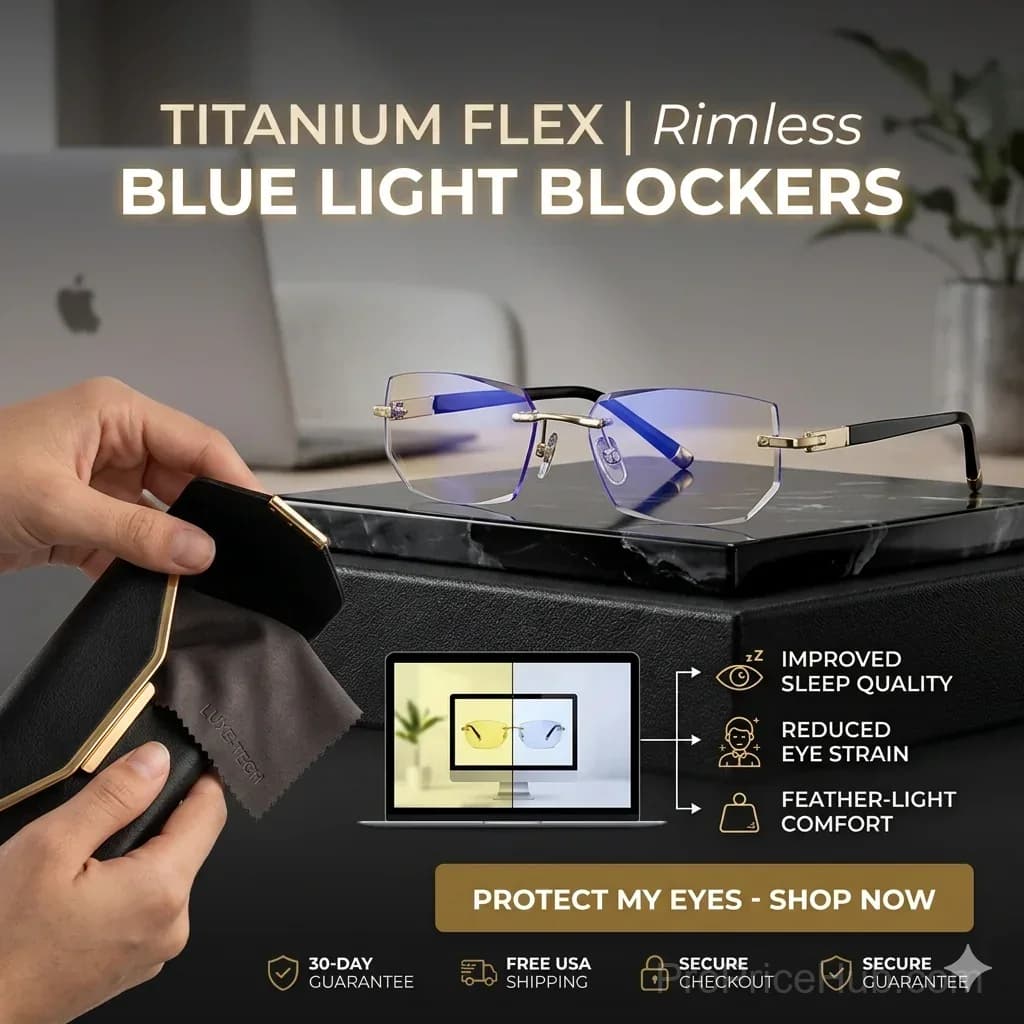 Rimless Blue Light Blocking Reading Glasses with Auto-Focus Zoom - Main