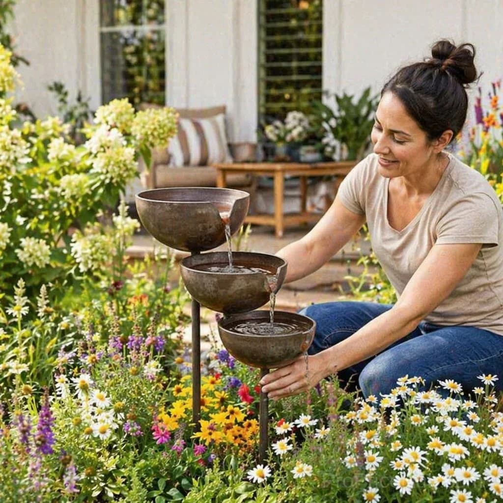 Cascading Rain Catcher Bird Bath for Garden Wildlife - View 4