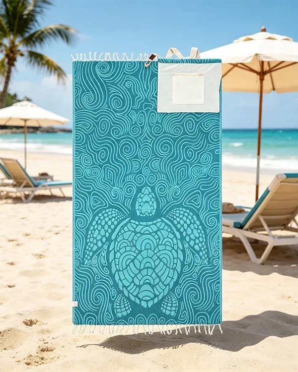Sand Cloud 2-in-1 Turkish Cotton Towel Bag with Zip Pocket - View 3