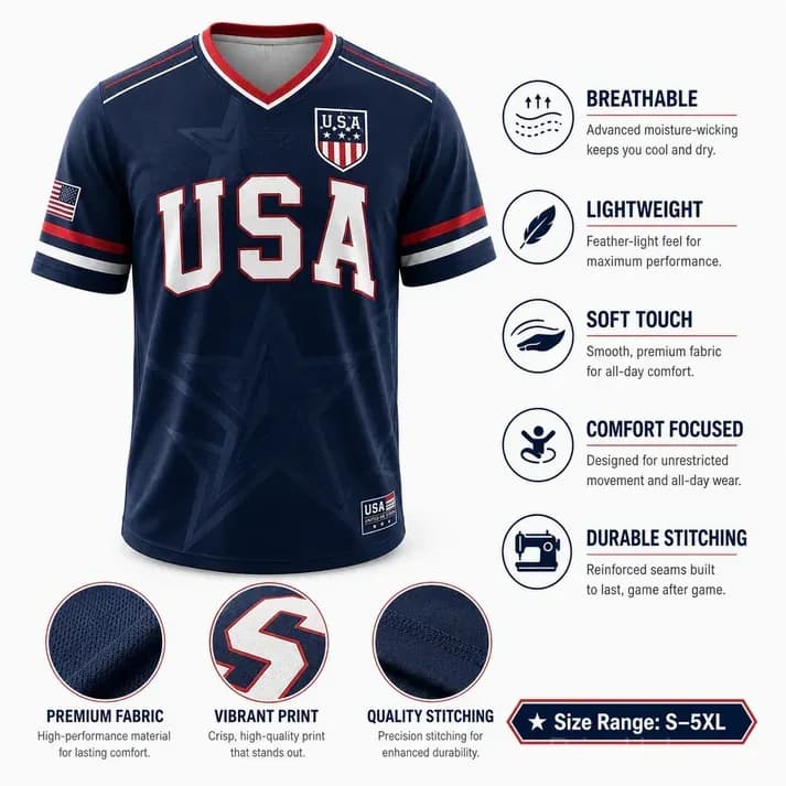 USA Liberty V-Neck Soccer Jersey – American Flag - View 2