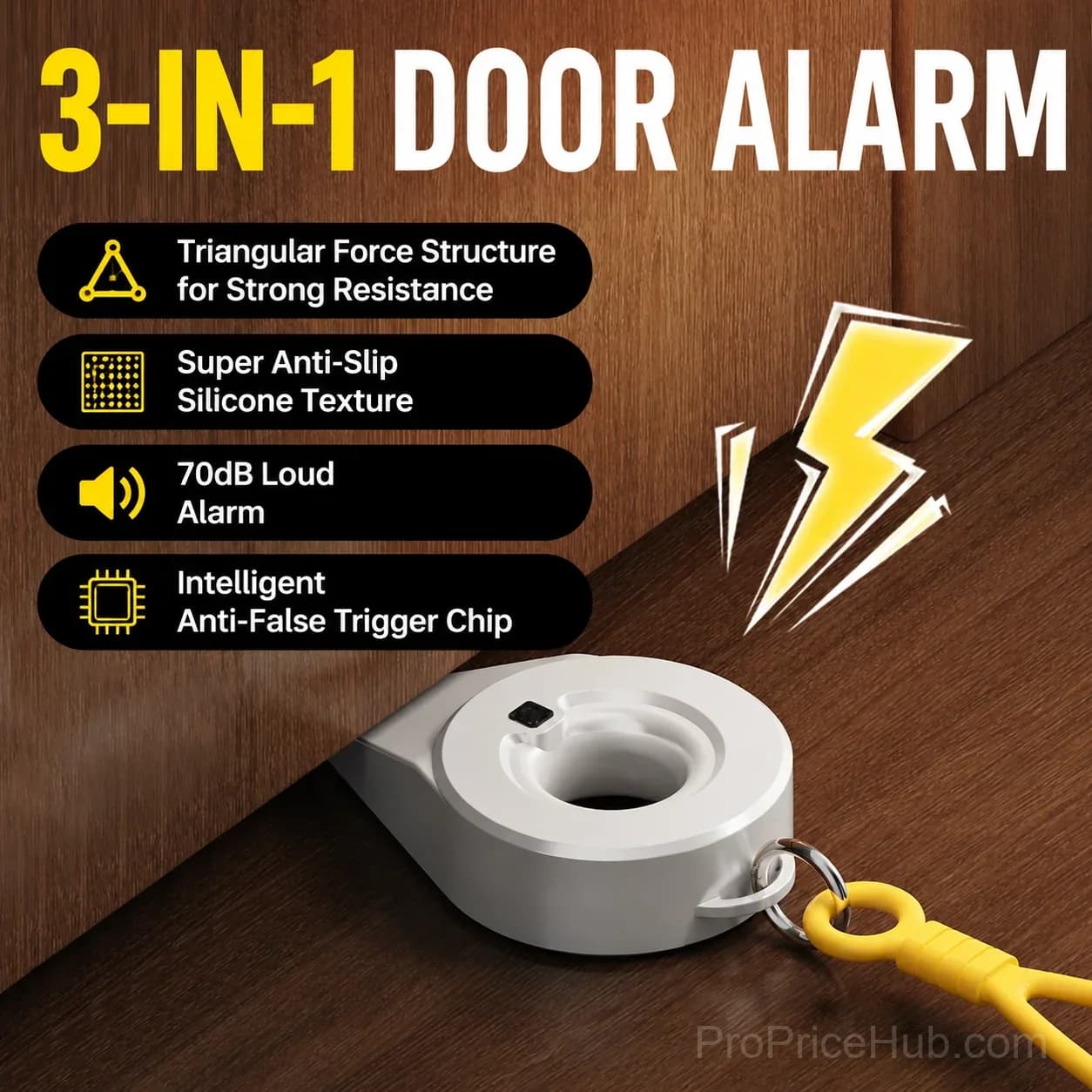 Portable Door Security Alarm, Security Door Wedge for Home, Hotel & Office - View 6