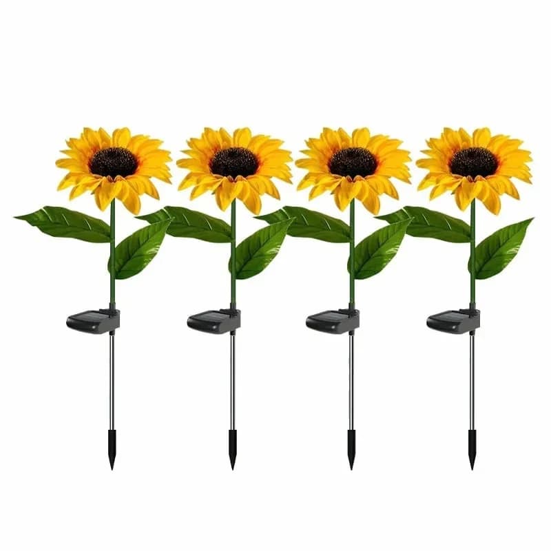 Solar Triple-Head Sunflower Garden Lights, 2-Pack - View 5
