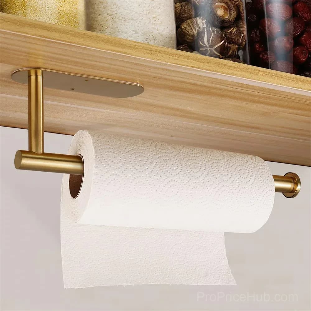 Wall-Mounted No-Drill Paper Towel Holder, Black - View 3