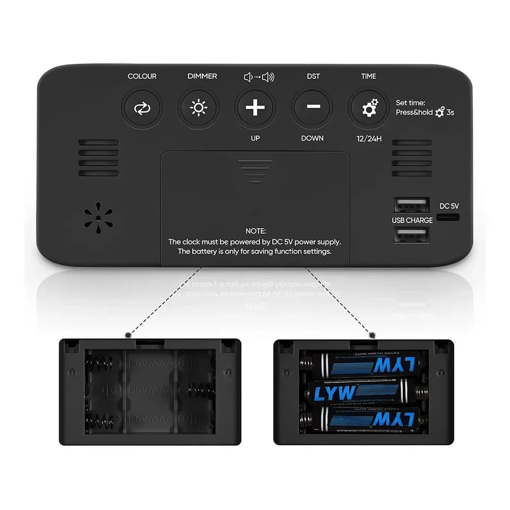 6.3-Inch RGB Alarm Clock with 115dB Dual Alarm & Nightlight - View 2
