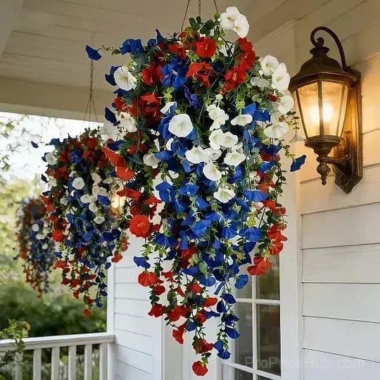 Red, White & Blue Artificial Flowers for July 4th Porch & Party Decor - View 5