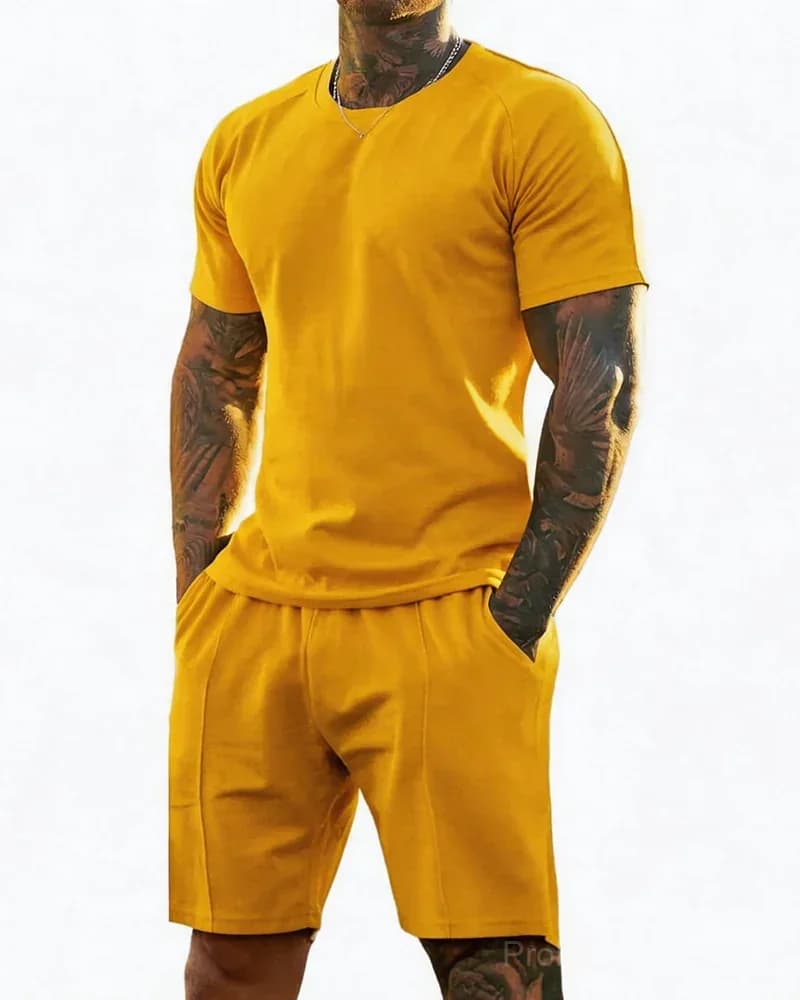 Men's Short-Sleeve Crew-Neck Summer Fitness Sports Set - View 3