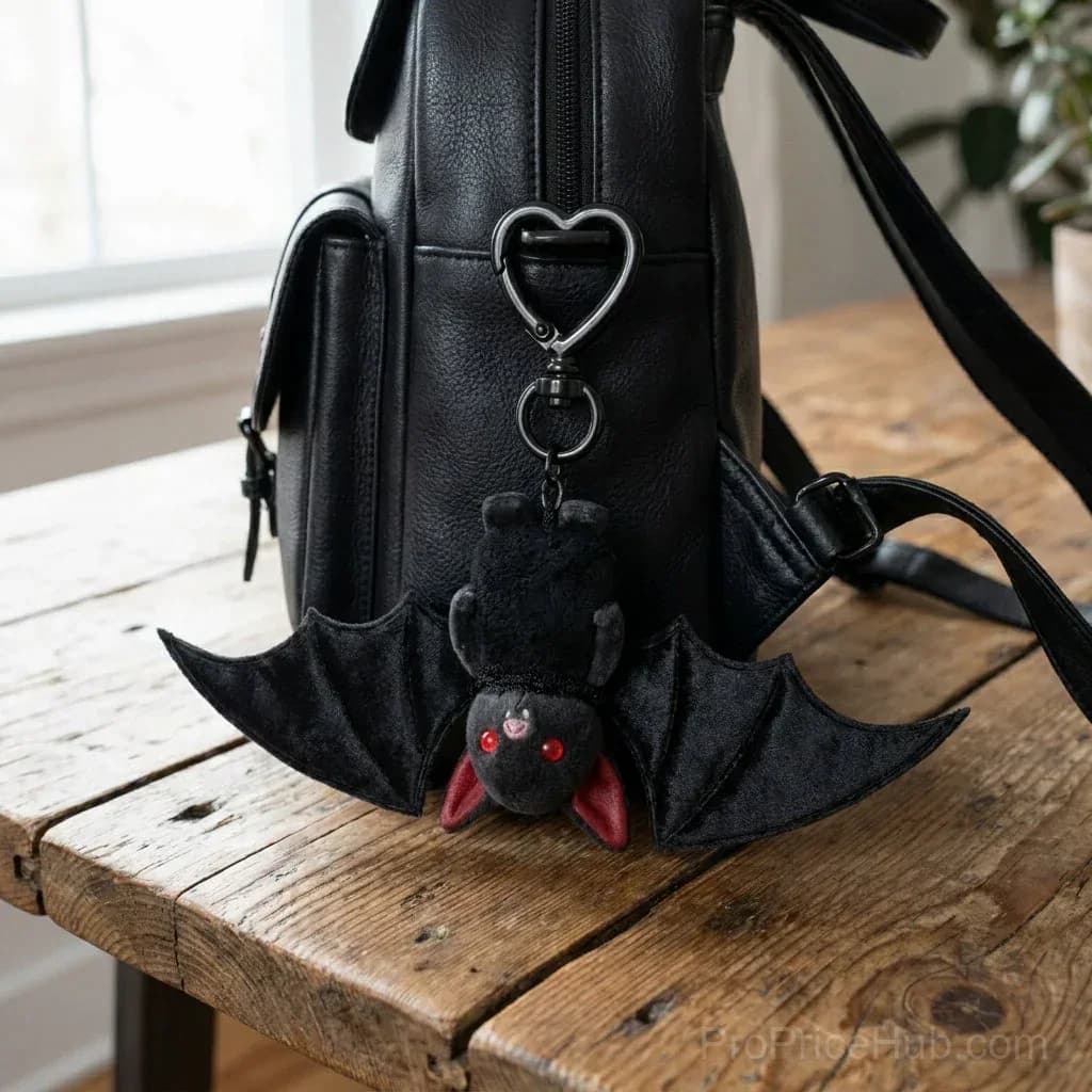 Cute Black Baby Bat Keychain Charm - View 4